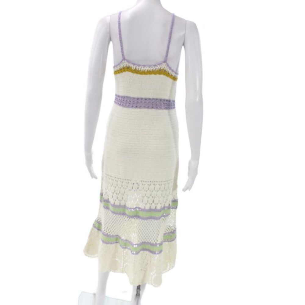 Roller Rabbit Womens Maxi Dress Ivory Cotton Striped Scoop Sleeveless Size XS - Picture 3 of 6